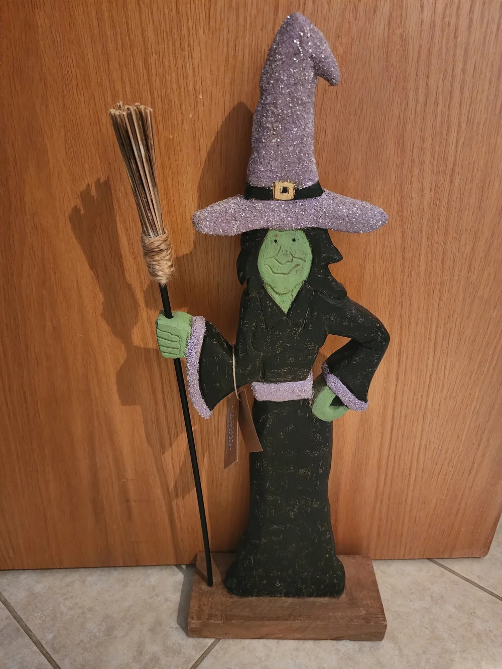 Witch WOODEN STAND Accessory - Purple & Green Witch Decor 24